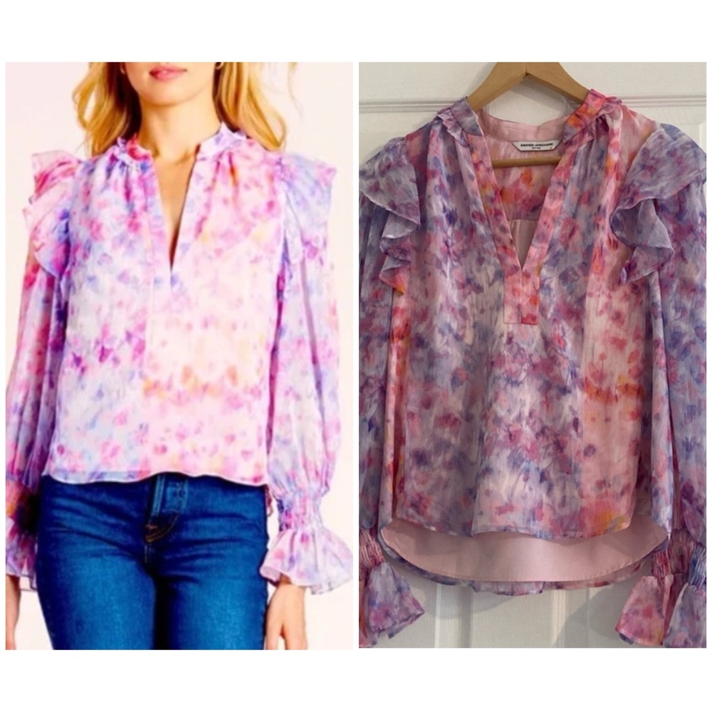 Amanda Uprichard Cerrone Top Medium Pink/Purple Blouse